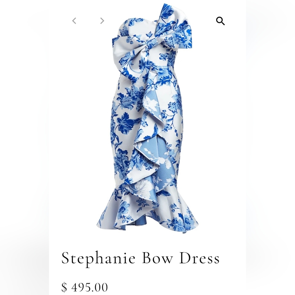 Stephanie Strapless Floral Dress - Blue and White